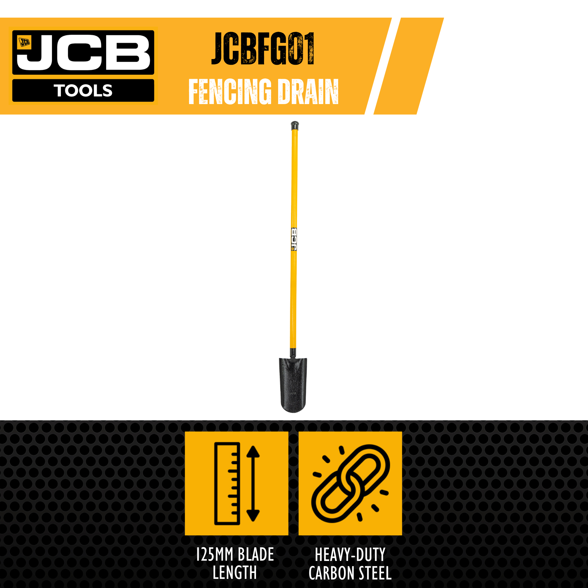 JCB 125 x 260 mm Fencing Drain / Grafting Spade, Carbon Steel Blade_4