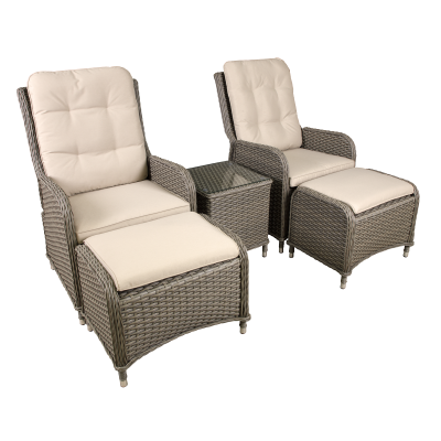 Sealey Dellonda Chester Rattan Wicker Outdoor Recliner Loungers & Table Set 5pc