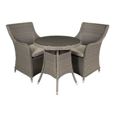 Sealey Dellonda Chester Rattan Wicker Outdoor Dining Set with Tempered Glass Tabletop 3pc
