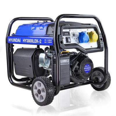 Hyundai 3.2kW / 4kVA* Petrol Site Open Generator with Electric, Recoil Start & Wheel Kit