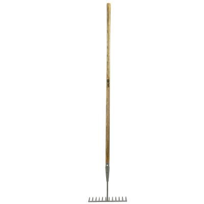 JCB 12 Teeth Heritage Garden Rake, Heavy-duty Carbon Steel and Ash Wood Shaft