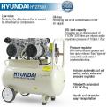 Hyundai 1500W 50L Oil Free Low Noise Portable Electric Air Compressor 11CFM 118psi_2