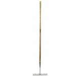 JCB 12 Teeth Heritage Garden Rake, Heavy-duty Carbon Steel and Ash Wood Shaft