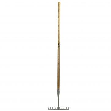 JCB 12 Teeth Heritage Garden Rake, Heavy-duty Carbon Steel and Ash Wood Shaft_1